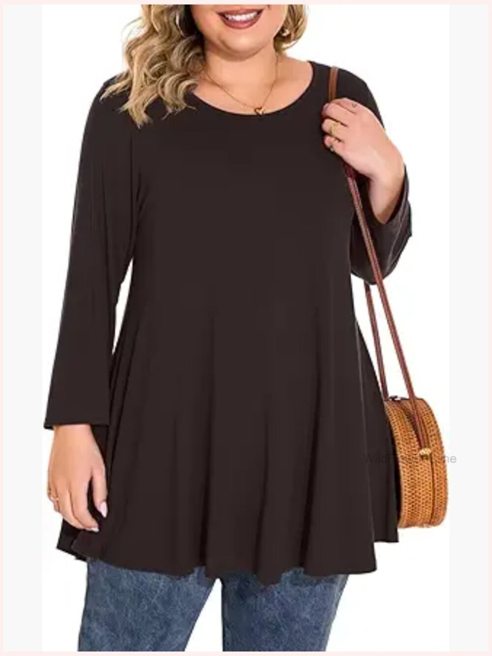 Plus Size Tunic Top 3/4 Sleeve Loose Fit for Leggings T-Shirt